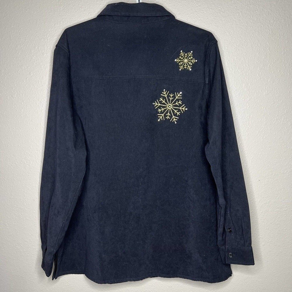 The Quacker Factory Black Button-Up Stretch Snowf… - image 4